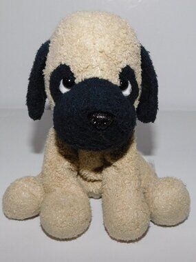 Russ Berrie Luv Pets Tan Black Pug Max Sad Eyes Bean Bag Plush 5" stuffed